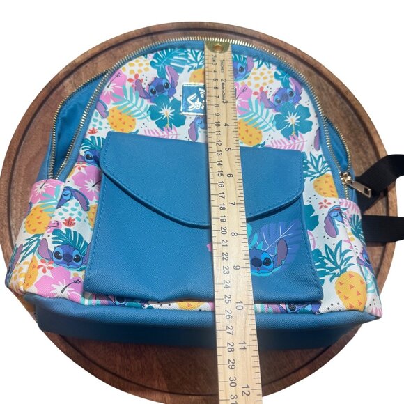 Disney Stitch Mini Backpack  Tropical Pineapple Print Zip Closure Front Pocket - Picture 7 of 9